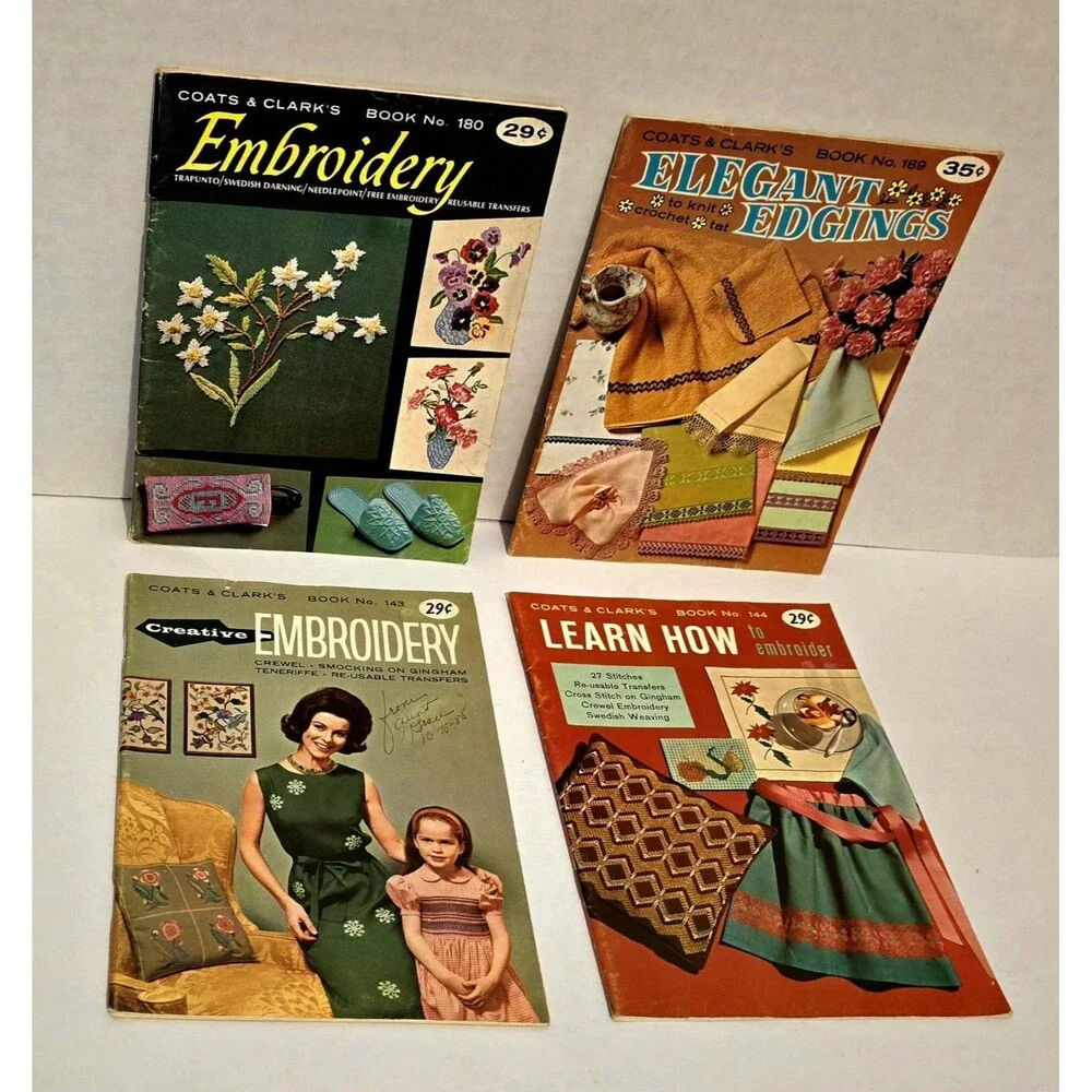 4 Embroidery Knit Crochet Booklets Variety  Vintage Coats & Clarke's Booklets #7